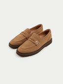 Unisex Almond Cashmere Loafers detail view on white background #color_golden-brown