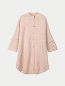 Women's Beige Cashmere Button-Front Poncho detail view on white background #color_beige