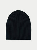 Cashmere Rib Knit Hat Black - Gobi Cashmere #color_black
