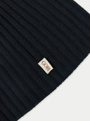 Cashmere Rib Knit Hat Black - Gobi Cashmere #color_black