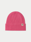 Unisex Cashmere Rib Knit Beanie Aurora Pink detail view on white background #color_aurora-pink