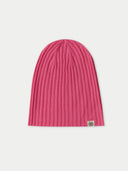 Cashmere Rib Knit Hat Aurora Pink detail view on white background #color_aurora-pink