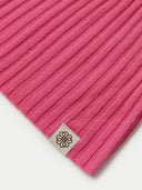 Cashmere Rib Knit Hat Aurora Pink detail view on white background #color_aurora-pink