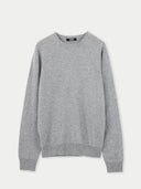 Men's Grey Crewneck Cashmere Sweater detail view on white background #color_urban-silver