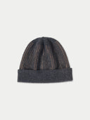 Cashmere Ribbed Knit Hat Charcoal detail view on white background #color_charcoal
