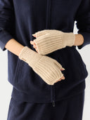 Organic Colour Rib-Knit Cashmere Gloves Beige - Gobi Cashmere #color_beige