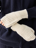 Rib-Knit Cashmere Gloves White - Gobi Cashmere #color_soft-white