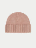 Women's Cashmere Rib Knit Hat Adobe Rose detail view on white background #color_blush-brown