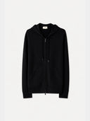 Men's Zip-Up Cashmere Hoodie on a white background #color_black