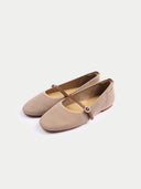 Pair of beige shoes with brown straps on a light gray background #color_nougat-brown