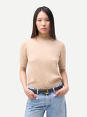 Women's Cashmere Elbow-Length Sleeve Cashmere Sweater Baige - Gobi Cashmere #color_beige
