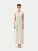 White sleeveless dress on a white background #color_cream-white