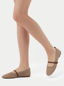 Pair of beige shoes with brown straps on a light gray background #color_nougat-brown