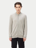 Gray zip-up cashmere sweatshirt on a white background. #color_steel-silver