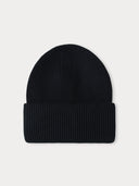 Unisex Cashmere Ribbed Chunky Beanie Black - Gobi Cashmere #color_black