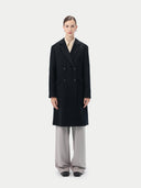 Black cashmere coat on a light gray background #color_black