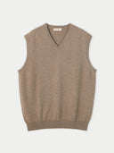 Men's Taupe Cashmere Vest detail view on white background #color_taupe