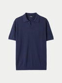 Silk Cashmere Polo Shirt Navy Blazer - Gobi Cashmere #color_iris-navy