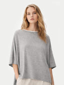Timeless Knitted Poncho High Rise - Gobi Cashmere #color_light-gray #ai-image