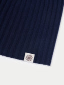 Unisex Cashmere Rib Knit Hat Peacoat detail view on white background #color_night-blue
