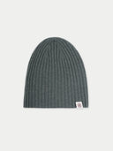 Unisex Cashmere Rib Knit Hat Black Forest detail view on white background #color_lichen-green