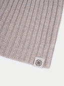 Unisex Cashmere Rib Knit Hat Oxford Tan detail view on white background #color_muted-taupe