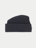 Dark gray knit beanie on a light gray background #color_charcoal