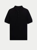 Men Classic Polo Shirt with Short Sleeve Black detail view on white background #color_graphite-black