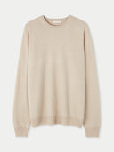 Men's Beige Cashmere Colour Crewneck Sweater detail view on white background #color_beige