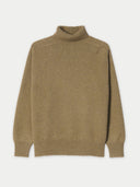 Unisex High-Neck Cashmere Sweater Aloe detail view on white background #color_muted-green