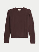 Women's Cropped Crewneck Cashmere Sweater Deep Mahogany detail view on white background #color_mahogany-brown