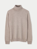 Women's Taupe Cashmere Basic Turtle Neck Sweater detail view on white background #color_taupe