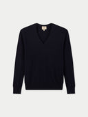 Timeless Cashmere V-Neck Sweater Navy Blazer - Gobi Cashmere #color_navy