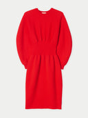 Cashmere Sculptural Dress Fiery Red - Gobi Cashmere #color_fiery-red
