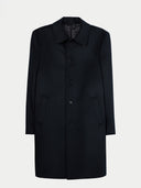 Men‚Äôs Single-Breasted Cashmere Coat Black detail view on white background #color_black