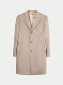 Men‚Äôs Cashmere Coat with Notched Lapels Taupe detail view on white background #color_taupe