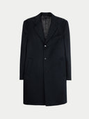 Men‚Äôs Cashmere Coat with Notched Lapels Black detail view on white background #color_black