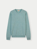 Men's Blue Haze Cashmere Crewneck Sweater detail view on white background #color_haze-blue