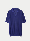 Men's Cashmere Silk Polo Skipper Blue front view on white background #color_skipper-blue