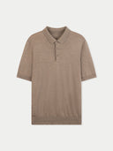 Men Classic Polo Shirt with Short Sleeve Taupe Men detail view on white background #color_stone-taupe