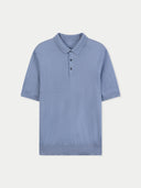 Men Classic Polo Shirt with Short Sleeve Cambray Blue detail view on white background #color_chambray-blue