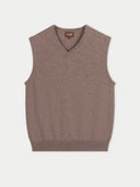 Timeless V-Neck Cashmere Vest Taupe - Gobi Cashmere #color_taupe