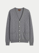 Gray v-neck cardigan on a light gray background #color_dim-gray
