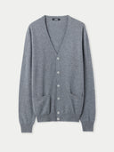 Men's Grey Cashmere Polo Sweater detail view on white background #color_gray