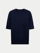 Silk Cashmere Crew Neck T-Shirt Navy - Gobi Cashmere #color_dark-indigo