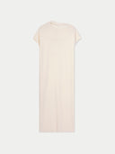 Women's White Cashmere Tie-Neck Dress , detail view on white background #color_soft-white