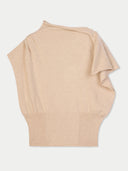 Women's Beige Cashmere Asymmetrical Top detail view on white background #color_beige
