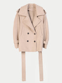 Women's Taupe Trench-Style Cashmere Peacoat detail view on white background #color_taupe