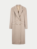 Women's Cashmere Peak Lapel Long Coat Taupe detail view on white background #color_taupe