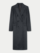 Women's Cashmere Peak Lapel Long Coat Charcoal detail view on white background #color_charcoal